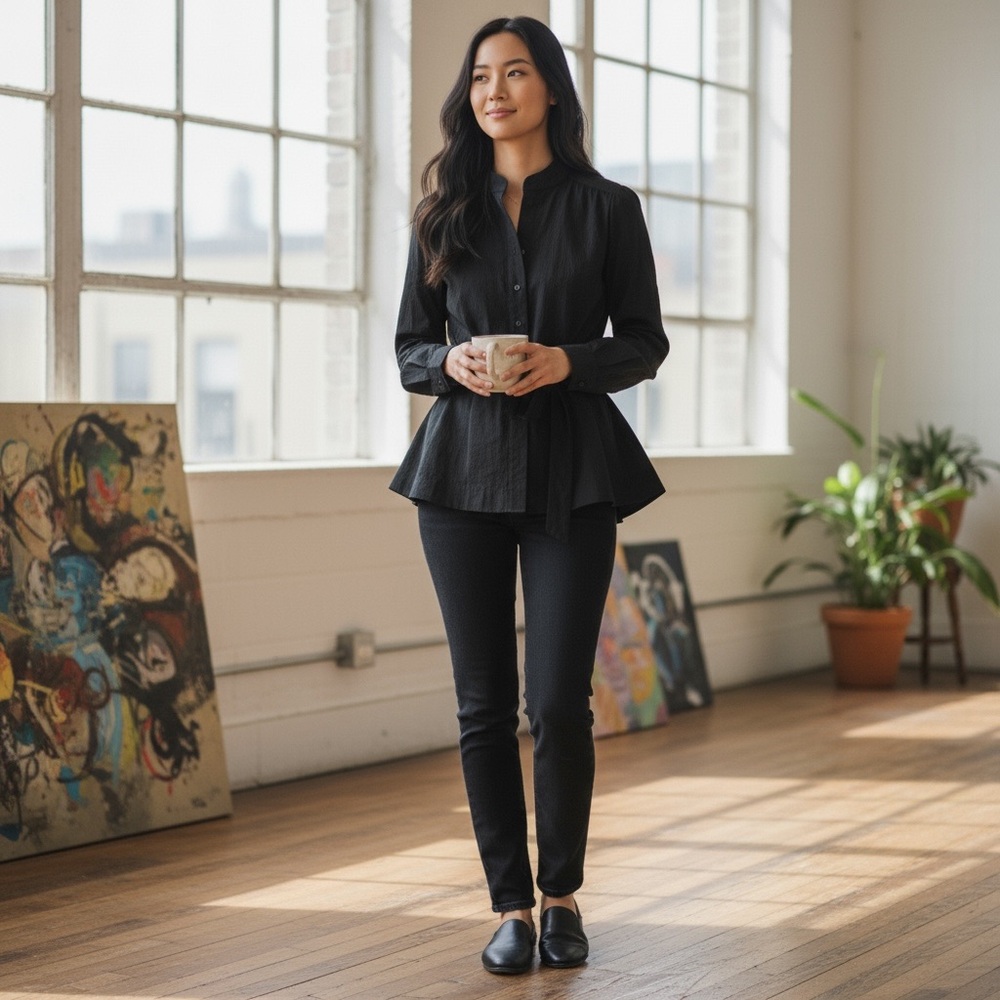 Chloe Navy Flared Belted Jacket - image 7